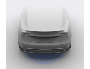 Rear of vehicle with radiating blue lines