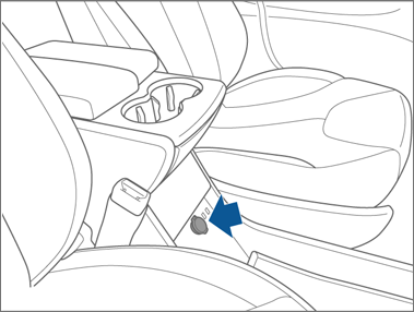 Arrow pointing to the power outlet.