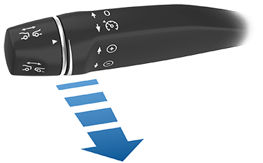 オートパイロット レバーとドライバーの方向を示す矢印の画像。