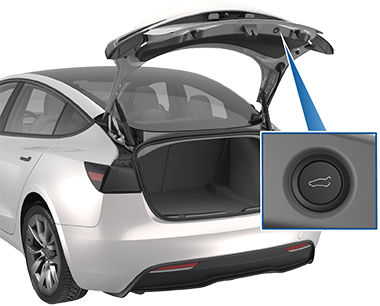 A button on the underside of the trunk with an image of a car with a its trunk open