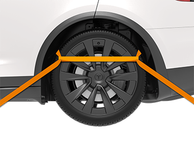 Pohled na zadní kolo s nainstalovanými upínacími popruhy