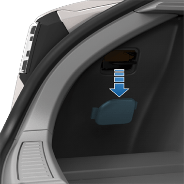 flap on the trunk side trim removed.