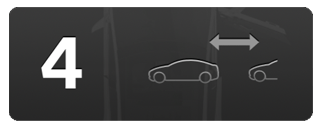 2台の車とその間に測定値および数値「4」のあるスクリーンショット。