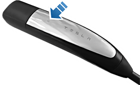 charge cable with an arrow pointing to the button.