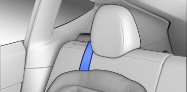 Cinghia disposta sul lato esterno del poggiatesta