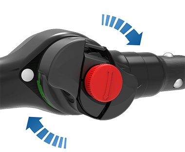 Image showing the locking cylinder with arrows turning it clockwise.