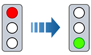 Traffic light turning from red to green