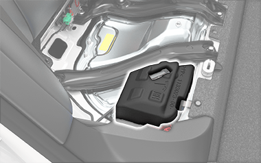 Closeup of black foam cover under the rear passenger seat