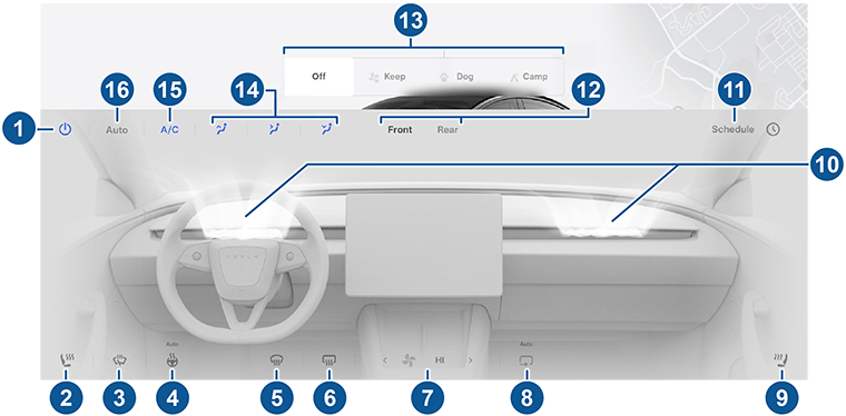 Icon and element locations for Climate Controls