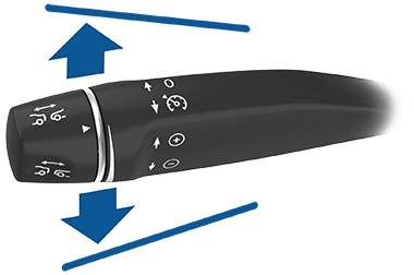 オートパイロット レバーの画像、上向き矢印および下向き矢印。