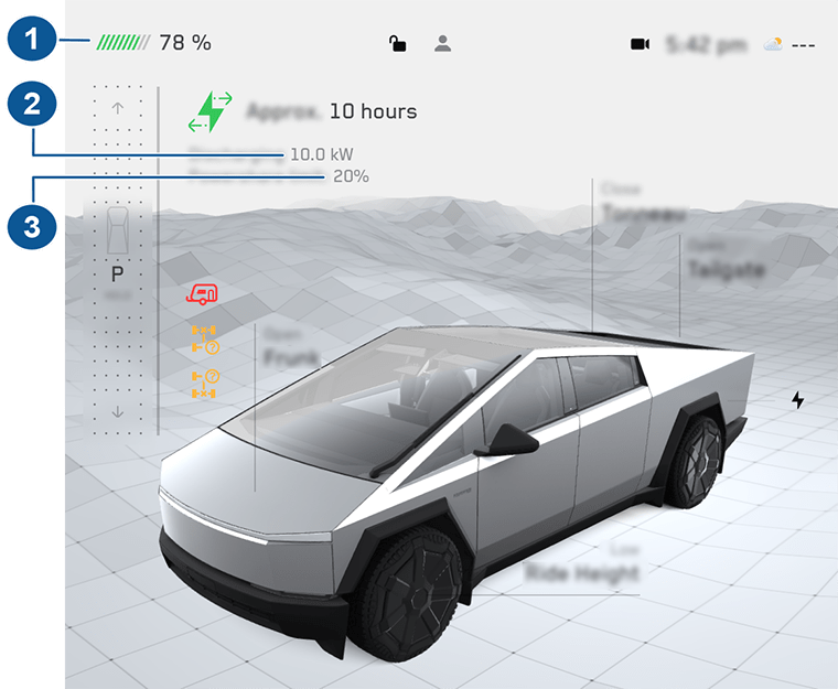 imagen de la pantalla táctil que muestra los estados de Powershare