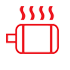 Red icon of an element with heat waves
