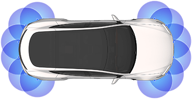 top view of vehicle with sensors.