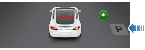 図示されているアイコンを使用して表示されるパーキング スペース候補地のスクリーンショット。