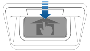 トランクを開いた車の画像を持つ、フロントトランク内のボタン