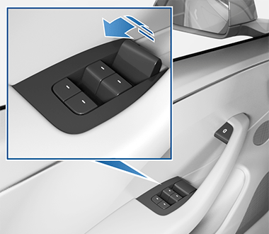 an arrow motioning to pull up on the door release switch