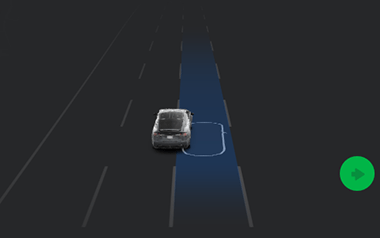 車線変更の中止を運転者に通知するディスプレイ上の斜線の入った車線