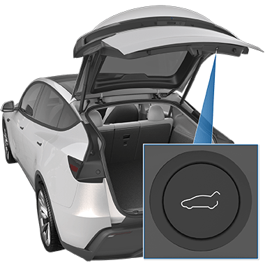 Un pulsante sul fondo del portellone con un'immagine di una vettura con il vano bagagli aperto