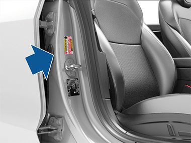 Label on center door pillar