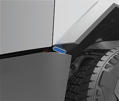 Parte delantera del vehículo con el terminal de acceso del maletero delantero resaltado.