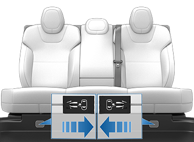 Mechanical release cable shown with arrow showing to pull it.