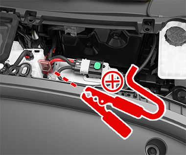 low voltage power supply positive cable connecting to positive terminal.