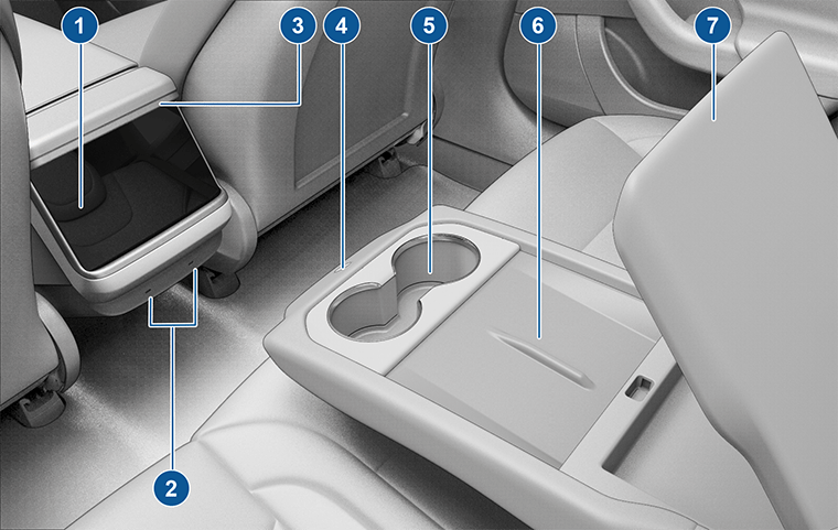 Interior view of rear cabin with callouts