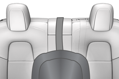 Strap running up and over the middle of the center seat