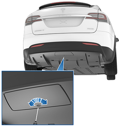 Snímek upevňovacího prvku krytu se šipkou znázorňující nutnost jím otočit