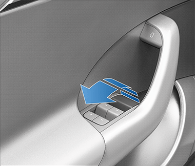 an arrow motioning to pull up on the door release switch