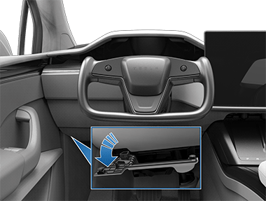 Zvětšené vyobrazení uvolňování krytu v prostoru pro nohy