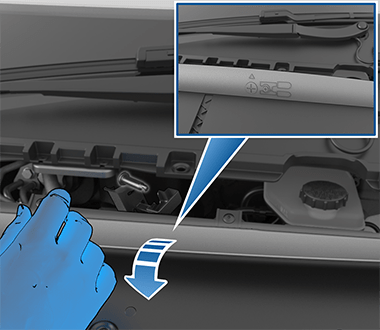 Immagine che mostra una mano coperta da un guanto che piega la guarnizione del filtro HEPA.