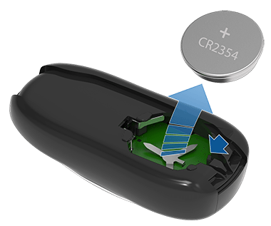 Šipka ukazující na vyjmutou baterii