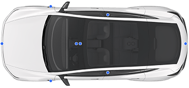 Callouts showing where the cameras are located on the vehicle.