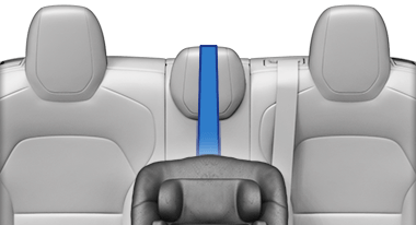 Strap running up and over the middle of the center seat