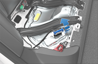 Arrow showing gray lever-arm being pulled up