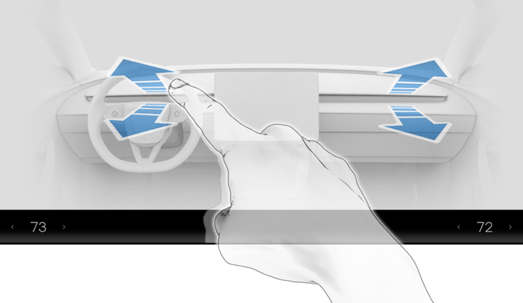 Front air vents with blue arrows coming out