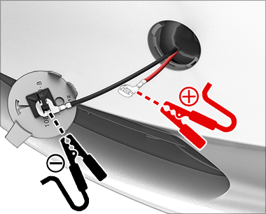 Power supply connected to the terminals.