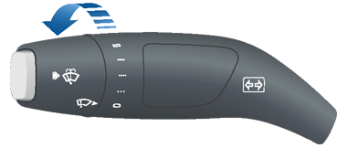 Turn signal stalk with an arrow pointing counterclockwise