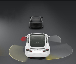 Screenshot of radiating lines to show that an object is detected.