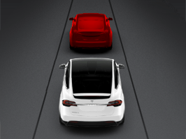 Screenshot of the detected vehicle in front of the Tesla highlighted in red