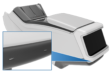 Two USB ports below the rear touchscreen