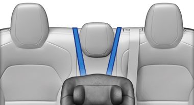Straps running up on both sides of the center seat