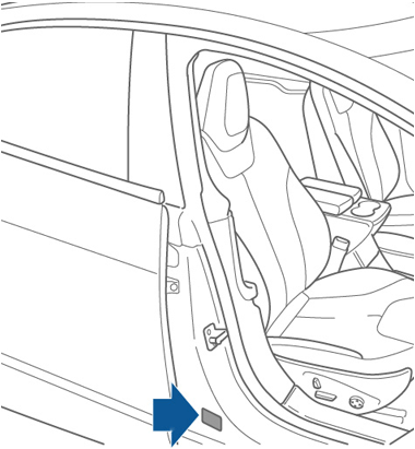 Arrow pointing to the label on the door pillar.