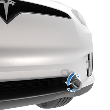 Tow eye installed and an arrow showing that it is rotated counter-clockwise.