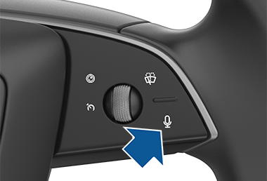 Arrow pointing to the microphone button.