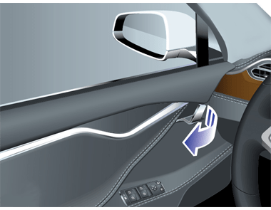 an arrow showing how to open the door