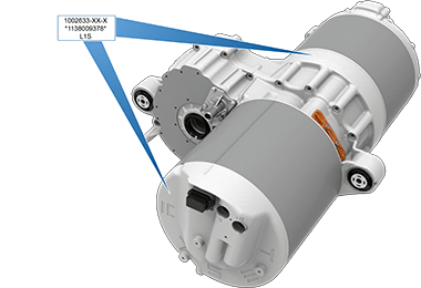 Rear motor with arrows pointing to labels on middle and end