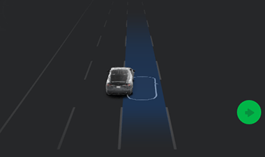 Shaded lane on display notifies driver of pending lane change