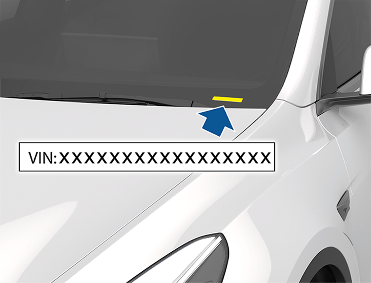 箭咀指向儀錶板頂部的車輛識別號銘牌。